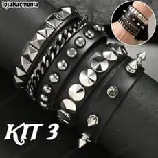 Pulseira de couro PU estilo gótico punk, única para festas de Halloween e Natal.-loj
