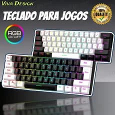 Teclado com fio 61-Key RGB Backlight Mini Compact USB-C Cabo de alimentação plugável
