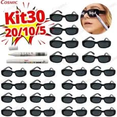 Oculos Vintage Retro Preto Liso + Caneta Giz Festa Casamento Casamento Festa Balada Formatura Casamento Aniversário-CO