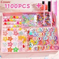 Conjunto De Acessórios Para Cabelo De Desenho Animado De 1100 Peças / Clipes BB Coreanos/ Elásticos E Mulheres Elegante