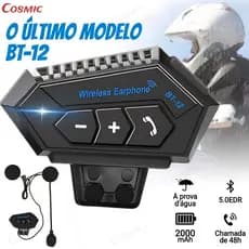 BT12/Y10 Fone de Ouvido moto Capacete Chamadas Mãos Livres Motocicleta Sem Fio Bluetooth 5.3 IPX6 á prova de água-MI