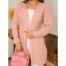 Casaco Feminino Tricot Sobretudo Cardigã Trico Kimono trança roupa de frio Moda Inverno 2025