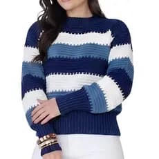 Blusa feminina listrada tricot grosso lançamento
