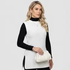 Colete Feminino Tricot Fang Trico Colete Alongado Inverno Lançamento