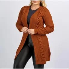 Cardigan sobretudo tricot casaco tricô trança elegante Kimono Inverno