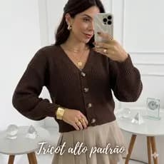 Blusa de Frio Casaco Botão Feminino Tricot Inverno Lançamento