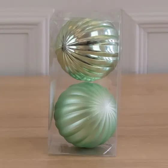 Bola de Natal Decorada No Pvc C/2 Und Verde 8cm (Florarte)