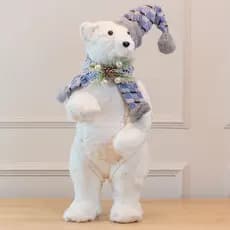 Urso de Natal em Sisal Azul e Cinza em Pé 38x15cm - Florarte