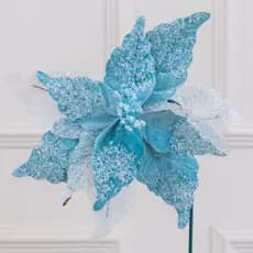 Enfeite Natalino Papagaio 28 cm – Acabamento Aveludado Azul Claro/Branco (H. Bico, Florarte)