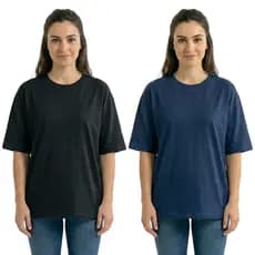 Kit 2 Camisetas Feminina Oversized Algodão Básica Moderna Dia a Dia Trabalho