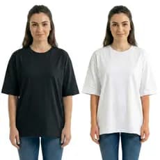 Kit 2 Camisetas Femininas Oversized Streetwear Casual Moderna Soltinha Passeio Dia a Dia