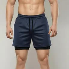 Shorts 2 em 1 Masculino Dry Fit com Forro Interno Compressão Bolso Funcional Academia Corrida Treino