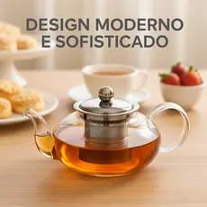 Chaleira Bule de vidro direto ao fogo infusor de inox 600ml