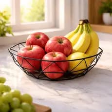 Cesto de frutas, Fruteira Armada, Geometrica de metal preta para cozinha