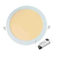 Kit 2 Painel Led De Embutir 12w 3000k Redondo Branco 17 x 17