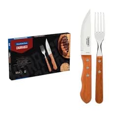 Jogo para Churrasco Tramontina Dynamic 12 Peças com Lâminas em Aço Inox e Cabos de Madeira Natural