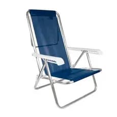 Cadeira De Praia Reclinável Alumínio 8 Posições Mor Azul Marinho
