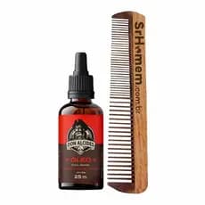 Kit Óleo Para Barba Barba Negra e Pente Duplo Don Alcides
