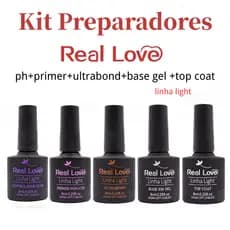 Kit Preparadores 5 Peças 8 ml ph/ primer /ultrbond /base gel /topcoat - Real Love