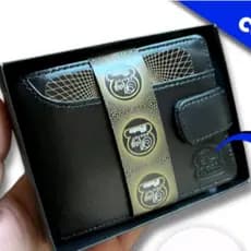 Carteira Masculina em Couro Com Fechamento em Botão embalado na Caixa 100% COURO Envio Rapido