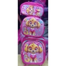 kit Mochila Escolar Infantil 3D com Rodinhas de Silicone Menina SKYE