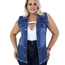 Colete Jaqueta Jeans Feminino Plus Size DO P AO G3