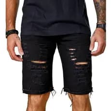 Bermuda Masculina Rasgada do 38 ao Plus Size 100% Algodão