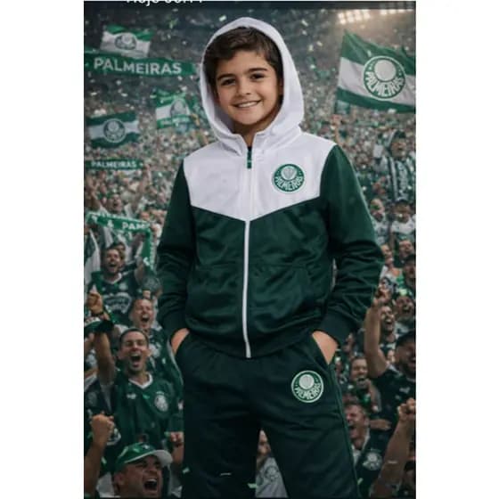 Conjunto de Frio c/ Capuz Infantil Juvenil Palmeiras