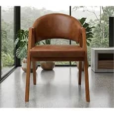 1 Poltronas Cadeira Luxuosa luxo Para Sala Mesa De Jantar  Madeira Maciça Luxo Couro