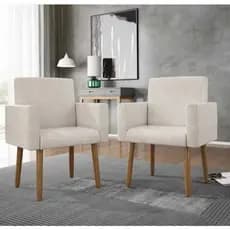 Kit 2 Poltronas Cadeira para Sala Decorativa Confortável Reforçada Moderna Pés Palitos