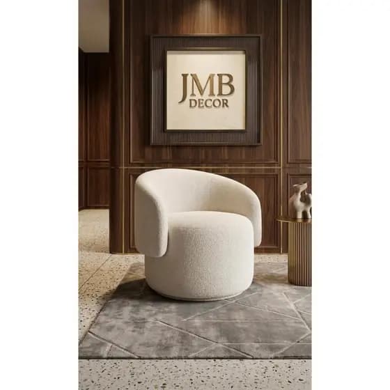 Poltrona Cadeira Orgânica Redonda Curva Luxo e Sofisticação com Design Inovador Bouclé Premium
