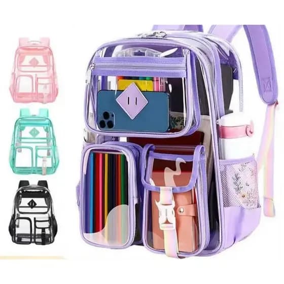 Mochila De PVC Transparente À Prova D'água Bolsa De Armazenamento De Grande Capacidade Estudante Viagem
