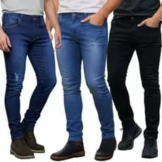 Calça Jeans Masculina Kit Com 3 Slim Fit Premium Lycra