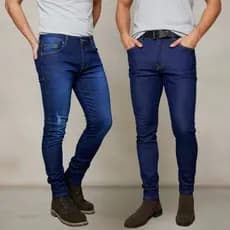 Calça Jeans Masculina Kit Com 2 Slim Fit Premium Lycra Azul escuras lisas