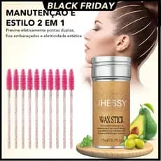 Bastão de Cera Modeladora para Cabelo JHESSY 75g com Escova | Pomada Anti-Frizz, Fixador de Fios Rebeldes Nutrição
