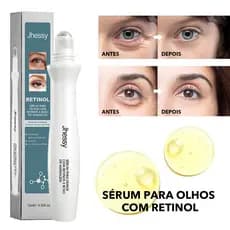 Sérum para Olhos com Retinol e Rolo de Massagem Anti-Idade Clareador Anti-Rugas Hidratação Olheiras 15ml