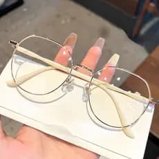 Moldura De Óculos De Bloqueio Redondo Feminino Lente Transparente Anti-Radiação Filtro Armações poligonais elegantes