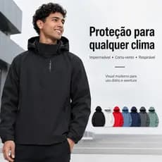 Jaqueta Corta Vento Masculina Impermeável Gorpcore Com Capuz E Forro Tela Cortado A Laser Premium