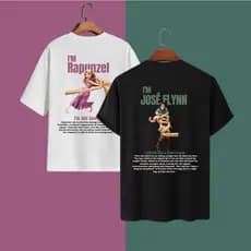 Conjunto Camiseta Rapunzel e José Flynn Kit Casal Lançamento