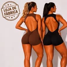 Macaquinho esportivo academia moda fitness decote nas costas