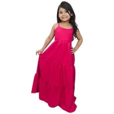 Vestido longo liso amarração infantil e juvenil para lindas princesas