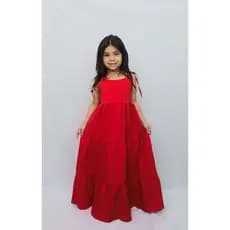 Vestido Longo Infantil Juvenil Menina Liso Crepinho Leve Alça Amarração 04 a 10 Anos