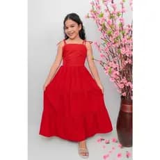 Vestido longo liso menina  laço amarração infantil e juvenil para todas as ocasiões