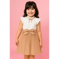 Vestido plissado menina linda elegante