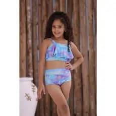 Biquini Alça babado estampado menina infantil e juvenil praia piscina banho
