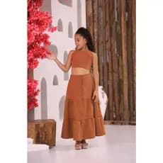 Conjunto saia e Croped  alfaiataria longo menina adolescentes premium