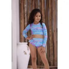 Biquini manga longa estampado menina praia piscina banho