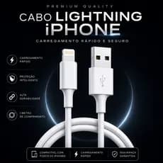 Cabo Carregador Lightning USB 1 Metro Branco para iPhone - Compatível com Apple iPhone iPad iPod - Cabo de Carga, Sincro