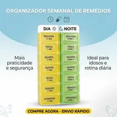 Organizador Semanal de Remédios Dia e Noite Porta Comprimidos 14 Divisórias Caixa de Medicamentos Portátil para Idosos e