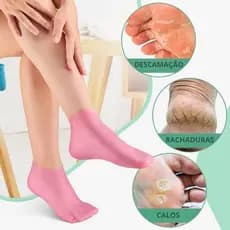 Meias de Silicone Gel Par Hidratação Esfoliação Pés Rachados Ressecados Descamação de Pés Meia